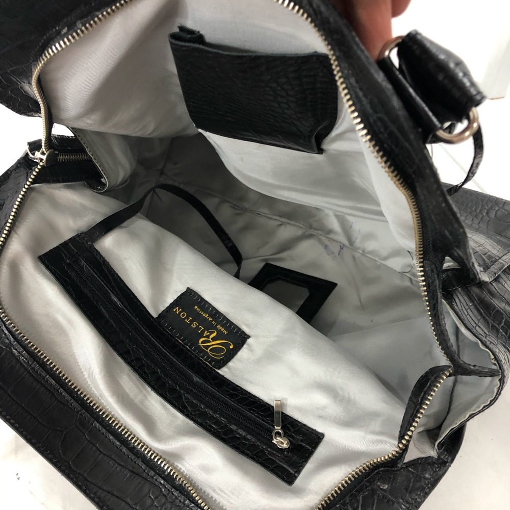 Ralston Raquel Black Croc Patent Leather Large Bag - Picture 2 of 8